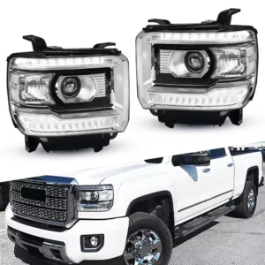 Clear LED Head DRL Lights Lamps Fit FHeadlights FOR 2014-2018 GMC Sierra 1500 2015-2019 Sierra 2500 HD 3500 HDor 2014-2018 GMC Sierra 1500 2500 3500 (Copy)