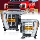 LED Reflector Headlights For 2021 2022 2023 Ford F150 F-150 Headlamps Pair