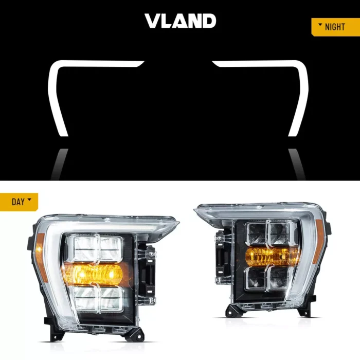 LED Reflector Headlights For 2021 2022 2023 Ford F150 F-150 Headlamps Pair 2 LED Reflector Headlights For 2021 2022 2023 Ford F150 F-150 Headlamps Pair 2