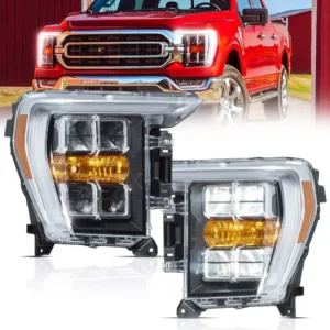 LED Reflector Headlights For 2021 2022 2023 Ford F150 F-150 Headlamps Pair