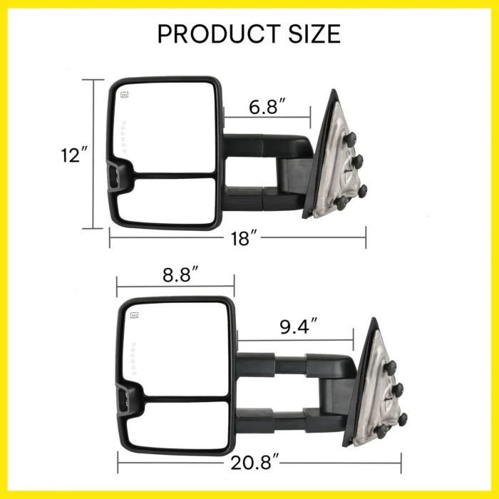 L+R Power Heated Tow Mirrors for 2014- 2018 Silverado Sierra 1500 w: LED Signal 2 L+R Power Heated Tow Mirrors for 2014- 2018 Silverado Sierra 1500 w: LED Signal 2