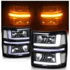 L+R [TURN SIGNAL+LED RUNNING LIGHT BAR] Headlight for 14-15 Chevy Silverado 1500 2
