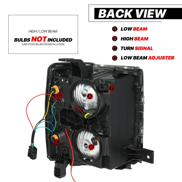 L+R [TURN SIGNAL+LED RUNNING LIGHT BAR] Headlight for 14-15 Chevy Silverado 1500 3