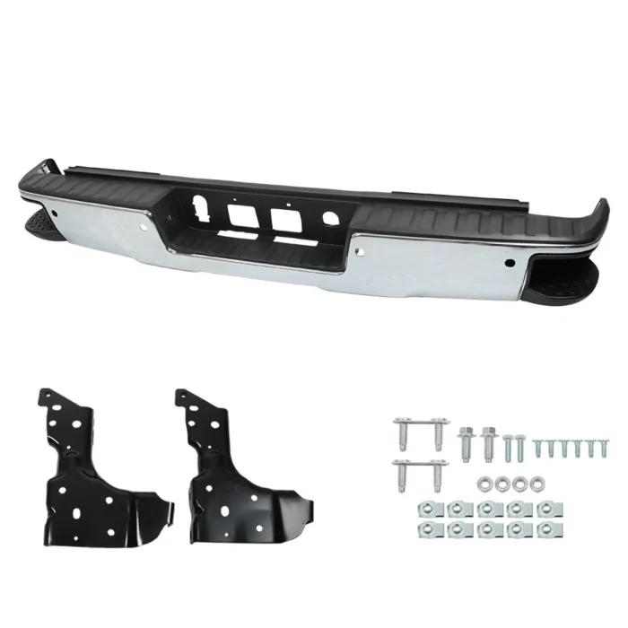 Lawork Rear Bumper Assembly For 2014-2018 Chevy Silverado:GMC Sierra 1500 Chrome