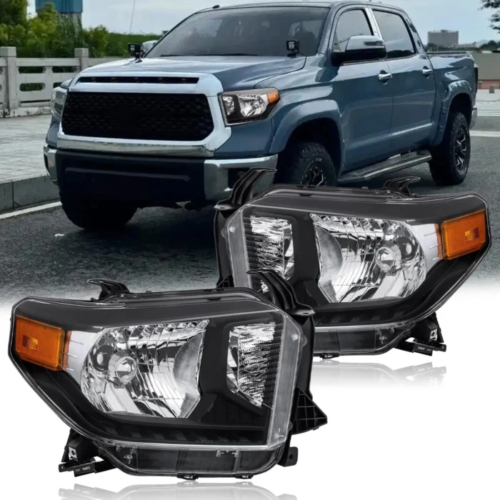 Left & Right Headlights Halogen Headlamp W:O LED DRL For 2014-2021 Toyota Tundra