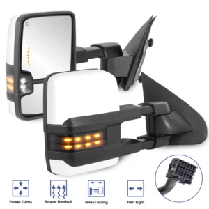 Painted White Power Heated Tow Mirrors For 2014-18 Silverado 1500 2500HD 3500HD