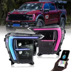 RGB LED Headlights DRL For Ford F150 F-150 14th Gen 2021-2023 Head Front Lamps