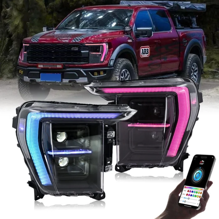 RGB LED Headlights DRL For Ford F150 F-150 14th Gen 2021-2023 Head Front Lamps RGB LED Headlights DRL For Ford F150 F-150 14th Gen 2021-2023 Head Front Lamps