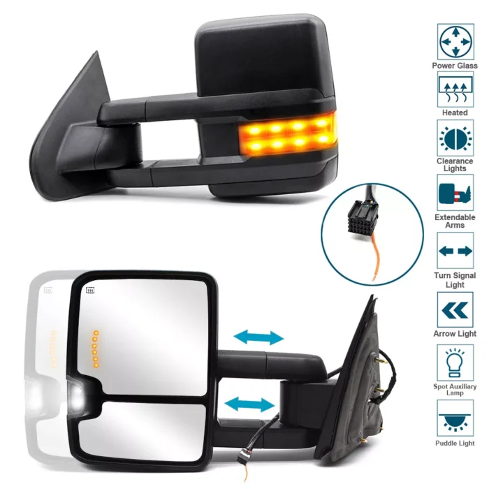 Tow Mirrors for 2014-2018 Chevy Silverado Sierra 1500 2500HD 3500HD Power Heated 2