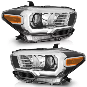 WEELMOTO For 2016-2022 Toyota Tacoma w/ LED DRL Chrome Headlights Left+Right