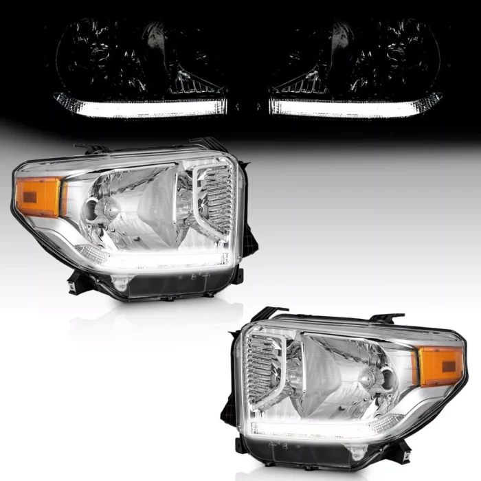 WEELMOTO Headlights For 2014-2021 Toyota Tundra LED DRL Headlamp Pair Left+Right